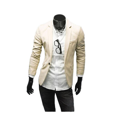 

Zogaa Korean Mens Suit Pure Color Slim Casual