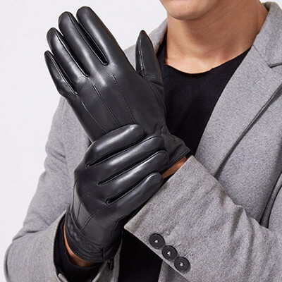 

Autumn&winter goatskin touch screen leather gloves hand factory warm driving mens leather gloves discount new hot sale