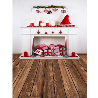 

Xmas Red Hat White Fireplace Photo Backdrop 57FT Vinyl Fabric Cloth Digital Printing Photo Background st-612