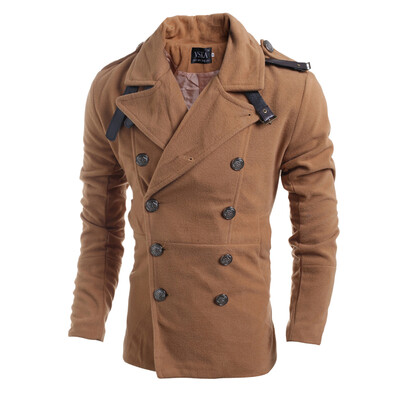 

Zogaa New Mens Wool Coat Fashion Double-breasted