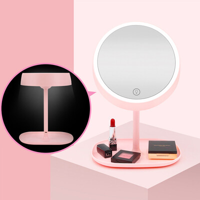 

Creative art makeup mirror with light 7 inch touch screen LED fill light table lamp storage tray desktop dressing mirror smart beauty mirror