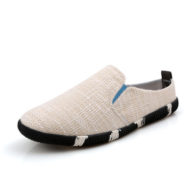 

2018 spring&summer half slippers mens personality Korean version of the Baotou lazy shoes sandals wild linen breathable peas