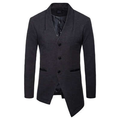 

AOWOFS spring&autumn new mens coat irregular hem Ouma woolen coat windbreaker B039