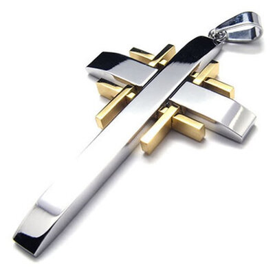 

Hpolw Gold Silver Stainless Steel Cross Mens Womens Necklace Pendant 18-26 inches Chain