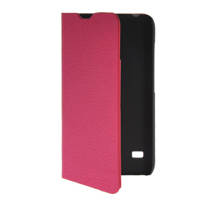 

MOONCASE Slim Leather Side Flip Wallet Card Slot Pouch with Kickstand Shell Back чехол для Huawei Ascend Y550 Hot pink