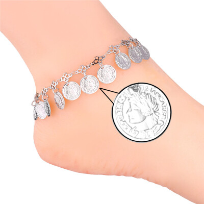 

2015 Queen Coin Foot Bracelet For Women Gift 18K Real Gold/Platinum Plated Barefoot Sandals Anklet Bracelet On Leg