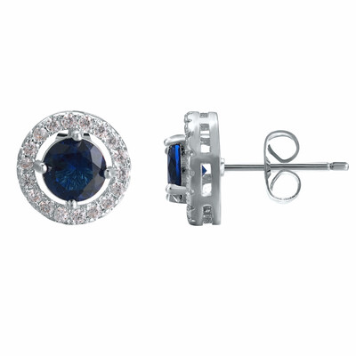 

Yoursfs Fashion Round Blue zircon Four Claw Stud Earrings For Women Men Filled Birthstone Earrings