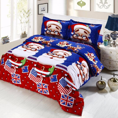 

Shipping from US 4pcs Cotton Material 3D Printed Cartoon Merry Christmas Gift Santa Claus Comfort Deep Pocket Bedding Set Bedclo