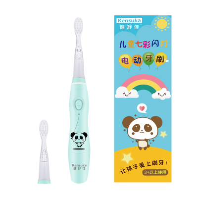 

Jianshujia kensuka childrens electric toothbrush K300 fine soft waterproof sound wave vibration colorful lights with brush head 2 intelligent time control elegant green