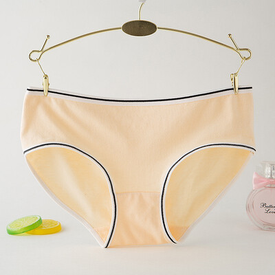 

4pcs New Women Soft Underpants Briefs Cotton Underwear solid color Pantie mid-waist