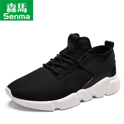 

Senma Senma leisure light breathable fashion trend flying woven Korean sports running shoes male WB967212 black 44 yards