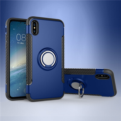 

Fecoprior Back Cover For iPhone  X iPhoneXS Case Car Holder Stand Hard PC Silicon Ring Suction Bracket Celulars