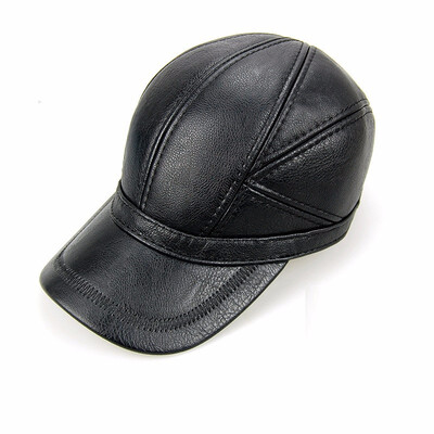 

Youn Man Cowskin Genuine Leather Hat Adult Baseball Caps Mens Warm Earflap Hat Flat Eearprotection Casual Hat B-7220