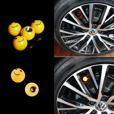 

Car Truck Bike Yellow "SMILE FACE" Ball Tire Air Valve Stem Caps Wheel Rims