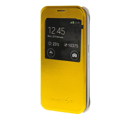 

MOONCASE Transparent Flip Pouch view window Leather Wallet чехол для Samsung Galaxy S6 Gold