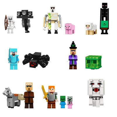 

HOT Minecrafted Steve Alex Zombie Enderman Reuben Skeleton Weapon Action Figures Toys Compatible With LegoINGlys Blocks