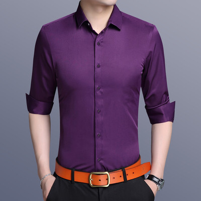 

Mens business casual shirts elastic body wrinkle resistant&ironing shirts