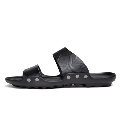 

2018 mens sandals mens summer leather beach shoes casual shoes thick bottom slip large size word slippers mens shoes