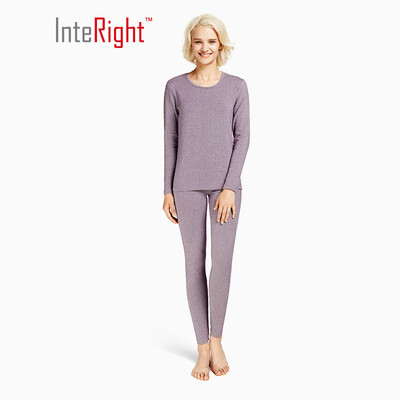 

INTERIGHT thermal underwear female velvet stretch cotton medium thick warm suit female khaki L