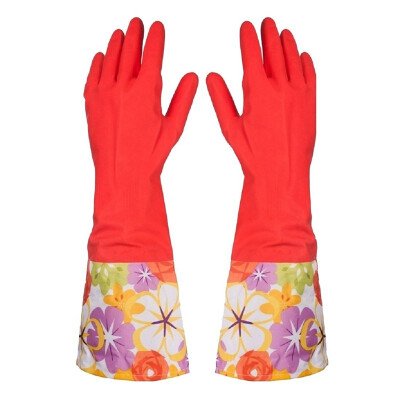 

UpperX Kitchen Cleaning Gloves with Lining Plush Waterproof Dishwashing Latex Glove 1 Pairs