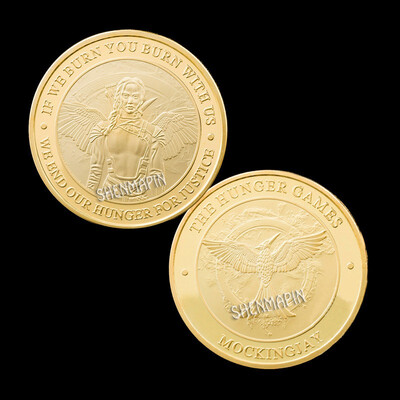 

Hunger games movie commemorative coin katniss&mockingjay gold-plated souvenir art collection