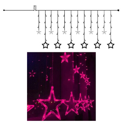 

2019 New Party Decoration 108 Bulbs LED 25M Indoor Outdoor Party Christmas Tree Garden Yard Fence Lamp Holiday Pentacle Curtain