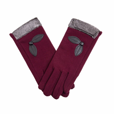 

Hairy lining warm winter ladies gloves hair outdoor riding anti-freeze city needs gloves leaves decoration new hot sale discount