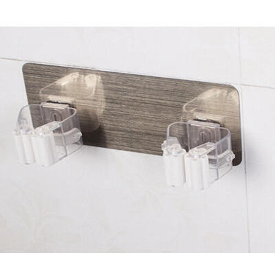 

New Home Self-Adhesive Broom Mop Holder Reusable Rack Wall Suction Clip Hooks