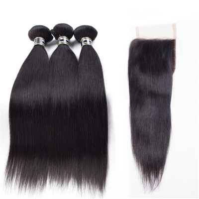 

Amazing Star Straight Hair Bundles with Closure Brazilian Virgin Hair Straight Hair with Closure with Baby Hair Soft&Bouncy