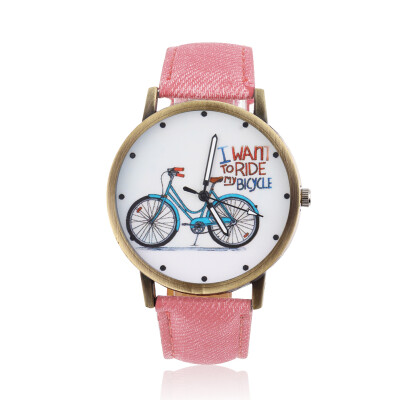 

Men Women Leather Band Analog Bike Round Vintage Casual Quartz Wrist Watch