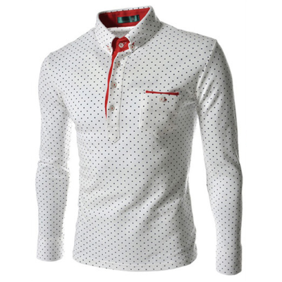 

Zogaa New Men's POLO Shirt Fashion Slim Dot Long Sleeve