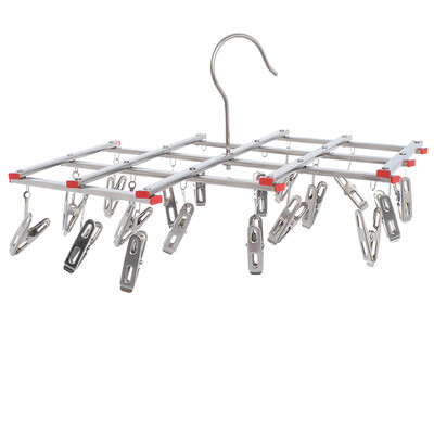 

Bingyou balcony clothespin stainless steel multi-clip retractable folding drying rack clip drying diaper socks clip drying towel rack 20 clip