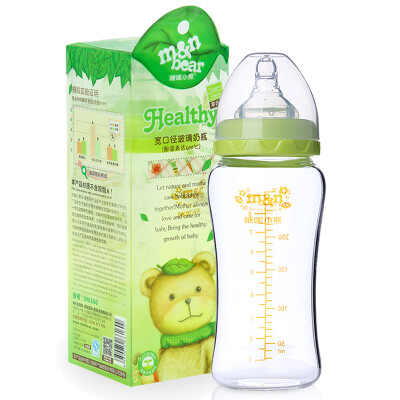 

Mittle Bear ( & N BEAR) Newborn baby wide caliber glass bottle anti-flatulence baby real pacifier 270ml