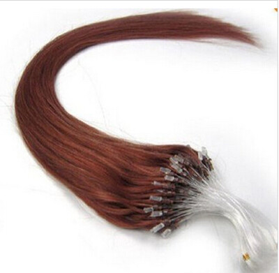 

Premium 16 18 20 22 24 26 Inch Easy Loop Micro Ring Beads Tipped Human Hair Extensions Dark Auburn Color 33# 100Pcs/Set 50g