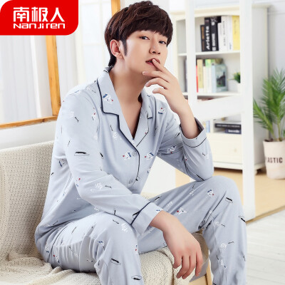 

Antarctic pajamas mens autumn cotton long-sleeved winter cotton can be worn outside Korean casual young students mens home service suits NAS5X20011-18 drift bottle gray