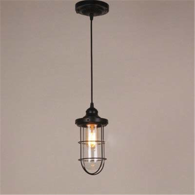 

Baycheer HL422462 Industrial Style 1 Light Cage LED Pendant Lighting in Black Finish