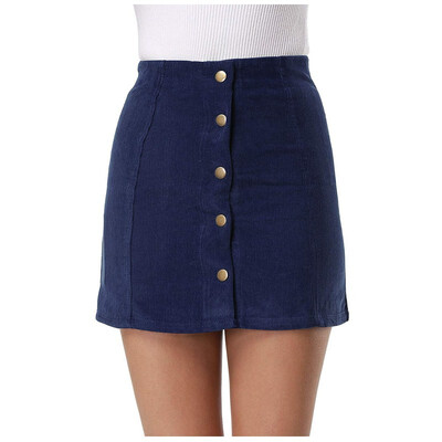 

Clarisbelle womens high waist single-breasted corduroy skirt