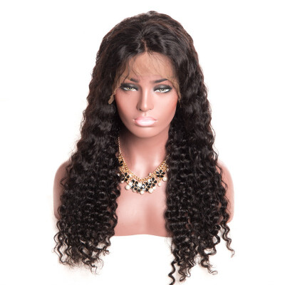 

Lace Front Human Hair Wigs Brazilian Deep Wave Wig Pre Plucked Lace Wig With Baby Hair Natural Color