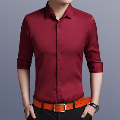 

Mens business casual shirts elastic body wrinkle resistant&ironing shirts
