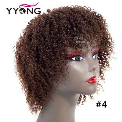 

YYONG Kinky Curly Human Hair Wig 1B24 Brazilian Hair Curly Wigs Human Hair Wigs For Women Curly Weave Short Wigs