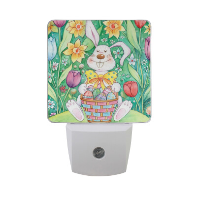 

ALAZA LED Night Light With Smart Dusk To Dawn SensorBunnies And Easter Eggs Plug In Night Light