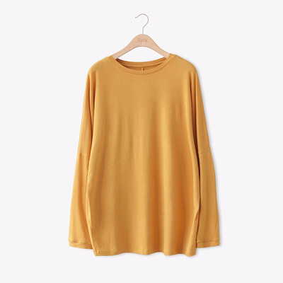 

2018 autumn new Korean t-shirts women round neck oversize cotton loose solid color basic tops long-sleeved t-shirt