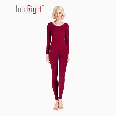 

INTERIGHT Lady volcanic rock thick&velvet comfortable soft&delicate round neck thermal underwear set purple  code