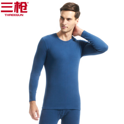 

Three guns thermal underwear men 2018 autumn&winter new products refreshing hair elastic thick cotton round neck v-neck long-sleeved couple autumn clothes long pants womens suit mens deep love blue 3XL