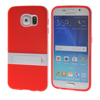 

MOONCASE Soft Flexible Silicone Gel TPU Skin Shell with Kickstand Back Case Cover for Samsung Galaxy S6 Red