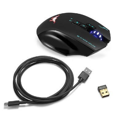 

combatwing 24G Wireless Gaming Mouse 2400 DPI Optical Mice 4 Adjustable DPI 8 Buttons Computer Mouse Plug&Play for PC Black