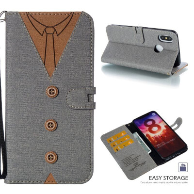 

MOONCASE Millet Mi 8 stitching embossed mens leather case - gray