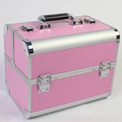 

Women Portable Cosmetic Beauty Case Bag Professional Large Capacity Multi layer Design Aluminum Alloy PVC Travel Make Up Box Big