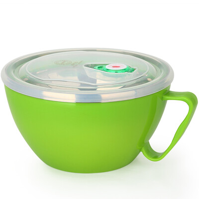 

Jingdong Supermarket US kitchen maxcook 304 stainless steel instant noodles bowl 900ml double insulated green MCWA-018 leakproof with a cover
