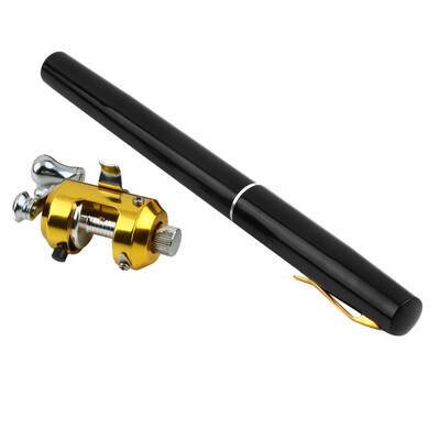 

Mini Portable Pocket Pen Shape Aluminum Alloy Fish Fishing Rod Pole + Reel